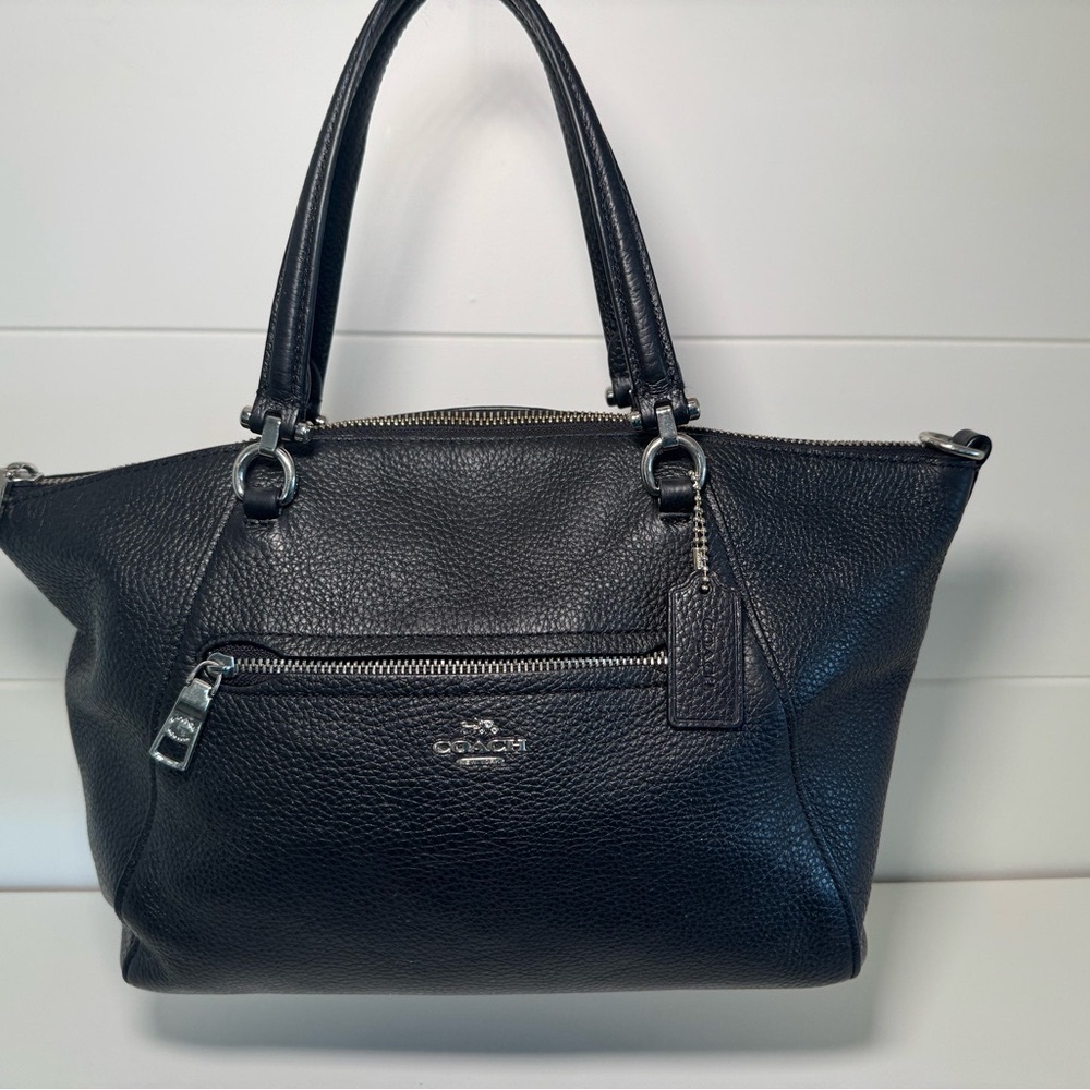 Coach Prairie Satchel - Black Leather Handbag with Silver Accent